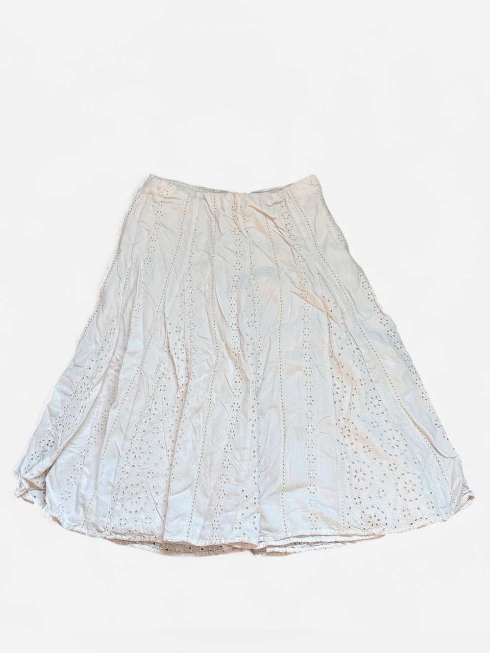 Abercrombie & Fitch White Eyelet Midi Skirt // Size Small